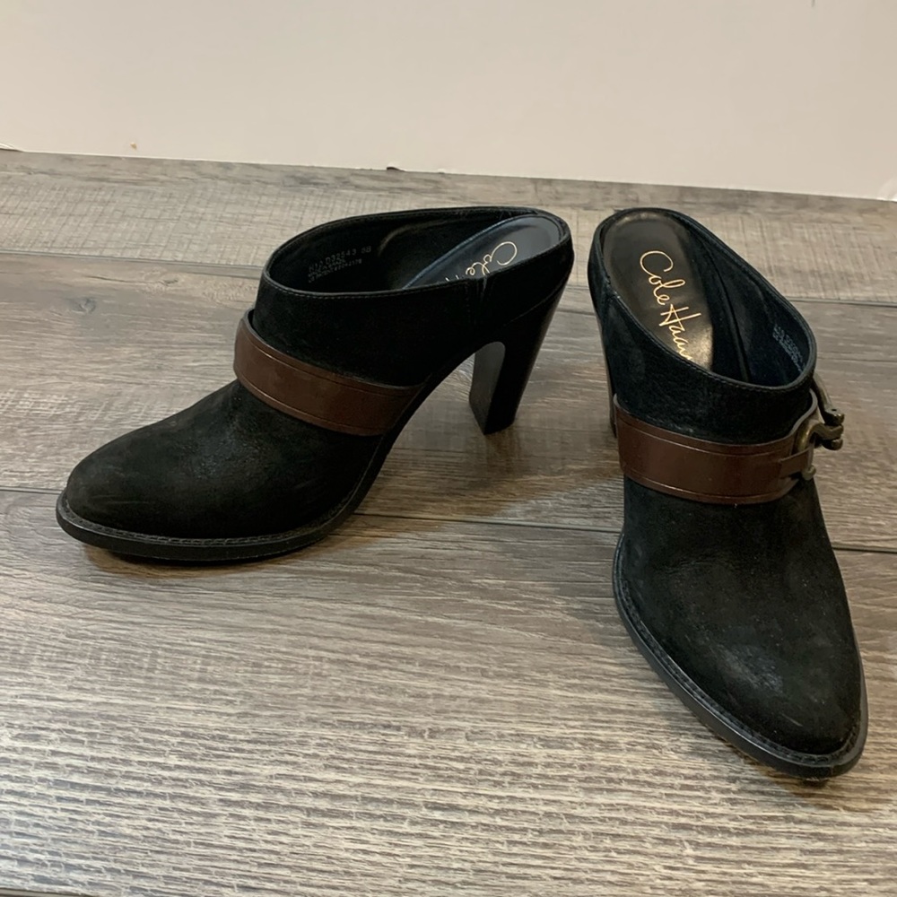 Cole Haan  heeled black mules size 8